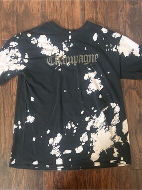 Champagne Black and White Bleached Graphic Tee